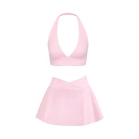 Ensemble de soutien-gorge de sport respirant et antichoc, short en tissu brossé haute élasticité, col halter, motif uni, tenue de yoga et de tennis pour femmes
