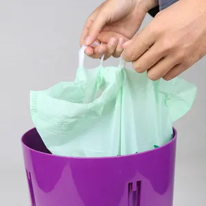 Eoc Friendly Compostable Drawstring Trash Bag Biodegradable Plastic Tightened Garbage Bags