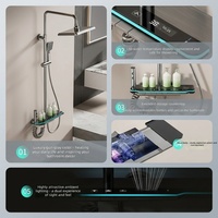 Ensemble de douche de luxe moderne avec logo personnalisé, corps en laiton, 4 fonctions, jet pluie, injection d'air, bouton piano et jet corporel numérique