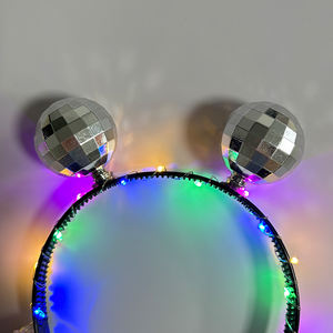 Cool Cyberpunk <strong>Disco</strong> <strong>Ball</strong> <strong>Headband</strong> Glowing Luminous Hair Hoop for Night Club Music Festival Party Decorations - Product Image 4
