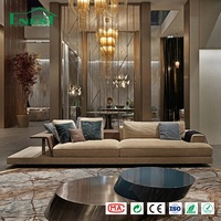 Ensemble de canapés modulaires en L de luxe avec table d'appoint intégrée pour villa et appartement, service de personnalisation pour toute la maison