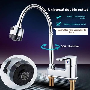 Hiện đại đôi-lỗ lưu vực vòi với <span class=keywords><strong>Old</strong></span>-Fashioned ba lỗ xoay gốm van lõi phổ Hot lạnh chậu rửa vòi nước - Product Image 2