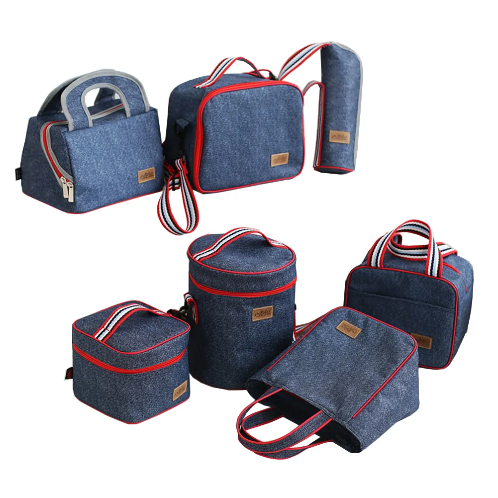 Adult fashion denim fitness school personalized cooler insulated tote lunch bag for men