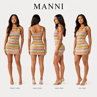 Robe moulante mini en tricot rayée arc-en-ciel sexy personnalisée, style Y2K, pour festivals et soirées d'été, vente en gros OEM/ODM