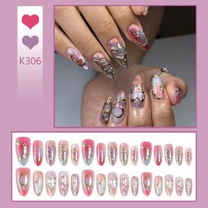 Fairy Moonlight – faux ongles à effet miroir vintage, en forme d'amande, 30 pièces, faux ongles en strass résistants pour manucure DIY à la mode - Product Image 2