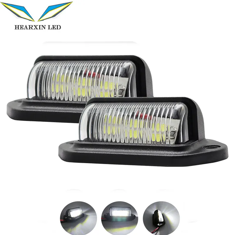 Hearxin LED Cauda Traseira Placa de Número Lâmpadas Caminhão Caminhão Caminhão Trailer Auto Luzes Branco 12V/24V Lado Marcador Indicador Lâmpada