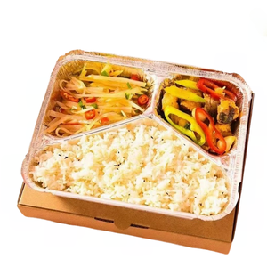 מגשי אוכל מנייר אלומיניום מלבניים בהתאמה אישית, מכסה פלסטיק, בטוחים לתנור, ידידותיים לסביבה, תבניות אפייה, מגשי תעופה לאריזה - Product Image 6