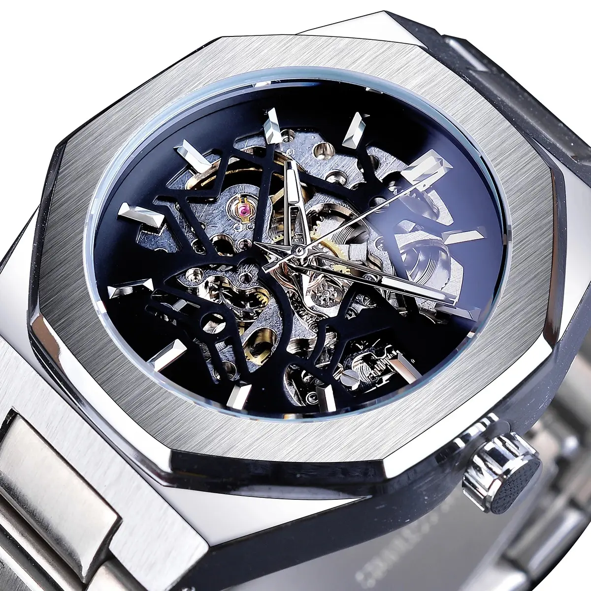 Custom Watch Dial Men Wrist Top Brand Luxury Fashion Luminous Royal Design Male Iced Out Tourbillon Mechanical Skeleton Watch
