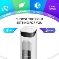 Ventilateur tour sans pales intelligent 3 modes 4 vitesses avec minuterie 9 heures et télécommande, 33 pouces, pour bureau, chambre et salon
