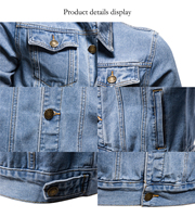 Veste en jean personnalisée OEM Veste en jean décontractée à manches longues et col rabattu pour hommes