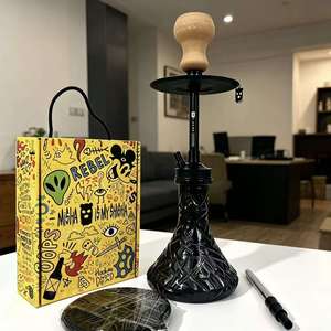 Black Lacquer Aluminum <b>Hookah</b> Set Modern Shisha <b>Pipe</b> with Gift Box Bowl Hose Bar Use - Product Image 2