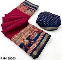 Chanderi lin Saree Kalamkari impression tissage bordure ethnique Style indien bas prix taille libre tenue de fête pour les filles spécial