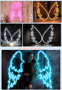 Ailes de néon colorées personnalisées décoration murale de fond enseigne d'ailes d'ange pour bar de fête de mariage 55 bandes de <span class=keywords><strong>LED</strong></span> IP65 88 - Product Image 6