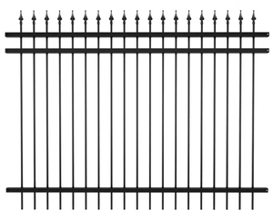 Hoogwaardige buitenhekwerk van zwart gepoedercoat staal, op maat gemaakt, 6 ft, metalen spijlenhek, geen graven nodig. - Product Image 2