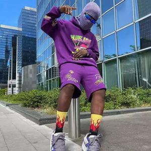 Conjunto Deportivo de Dos Piezas para Hombre, Estilo Urbano, Transpirable, Estampado, de Invierno, con Sudadera con Capucha y Pantalones Cortos de Forro Polar - Product Image 4