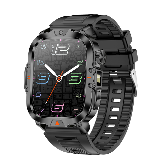 HV17 Smartwatch for Men with LED Flashlight BT Calling Heart Rate Sleep Tracker IP68 Waterproof 2.1'' Sport Bracelet Smart Watch
