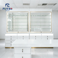 Vitrine Murale Modulaire LED Illuminée pour Opticien, Présentoir à Lunettes à Panneaux Rainurés, Comptoir d'Exposition pour Opticien