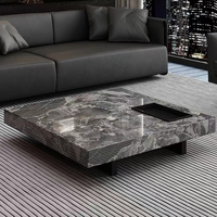 Table basse moderne italienne en pierre Meubles de salon pour villa Table centrale carrée en marbre Table basse de luxe pour le salon