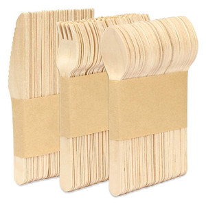 Juego de cubiertos de madera desechables Venta de fábrica <span class=keywords><strong>Vajilla</strong></span> de abedul a granel 160mm Cuchillo de madera degradable Cuchara Tenedor Juegos de cubiertos - Product Image 4