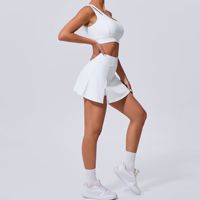 Ensemble de jupe de sport et leggings pour femmes, jupe de tennis courte, logo personnalisé, mini-entraînement, yoga, GYM, luxe, 2 pièces, sport, padel, golf