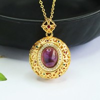 Aiyu – Ensemble pendentif et bague en améthyste naturelle style sachet, vente en gros, approvisionnement e-commerce en direct