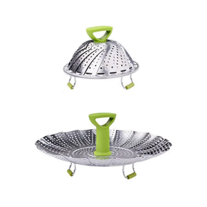 Panier <span class=keywords><strong>vapeur</strong></span> pliable en acier inoxydable écologique de 9/11 pouces, compatible four, passoire portable pour aliments et légumes pour la cuisine - Product Image 2