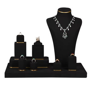 Expositor de Joyería de Metal y Microfibra de Lujo, Juego de Expositores Personalizados para Joyería, Exhibición de Aretes y Collares para Accesorios de Joyería - Product Image 2