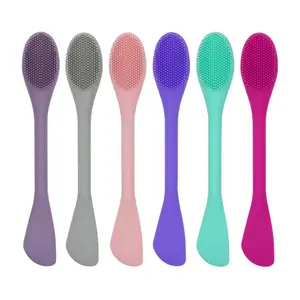 1PC Brosse nettoyante pour le visage en silicone à double tête, applicateur de masque facial, pinceau de maquillage pour femmes, soin de la peau - Product Image 3