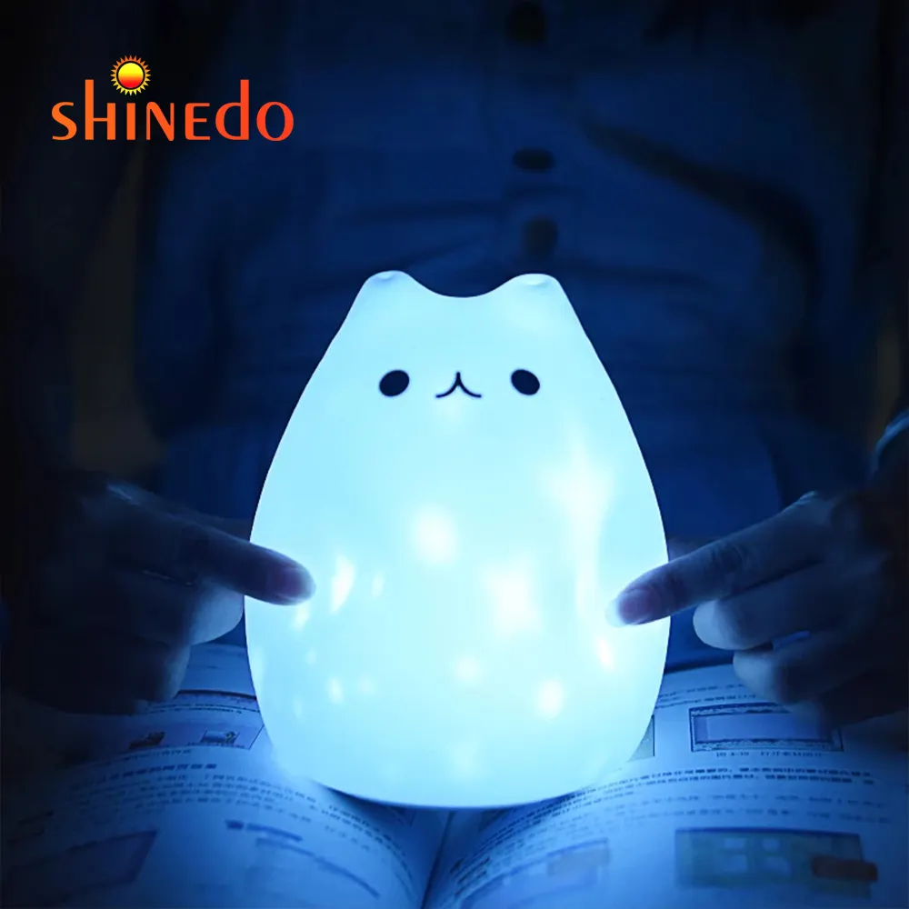 Cute Nursery Color Changing Kids Night Light Tap Control Silicone Soft Cat Lamp LED Cat Night Light for Kids
