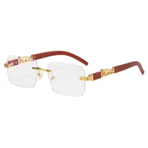 Sunglasses Leopard Head Sunglasses Women's 2023 New Trend Design Rimless Men's Sunglasses