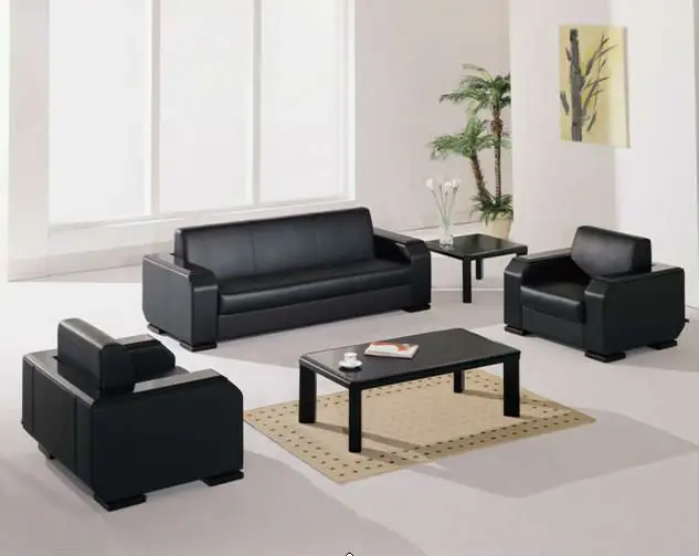 Fabbrica di mobili per ufficio e hotel produttore cinese divano in pelle nera