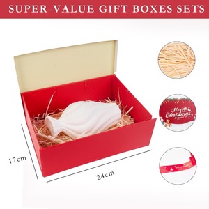 Christmas gift <b>box</b> with lid, card, ribbon, and corrugated paper (<b>white</b>) can be customized according to your needs - Product Image 4
