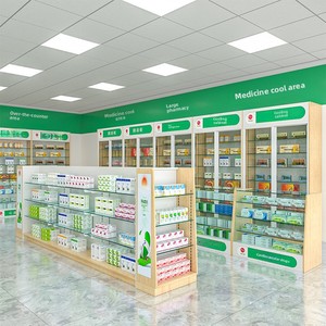 Comptoir de pharmacie en bois massif, armoire à médicaments occidentaux, vitrine de pharmacie, spécifiquement conçu pour les cliniques et les hôpitaux - Product Image 2