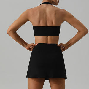 Tennis Wear Yoga Sets Fitness Workout Outdoor Gym Sportswear Scrunch Rock und BH Anzug für Frauen - Product Image 3