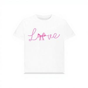T-shirt mignon pour femme pour la Saint-Valentin, imprimé amour, impression par transfert thermique, col rond, manches courtes, jersey 100% coton, coupe classique - Product Image 1
