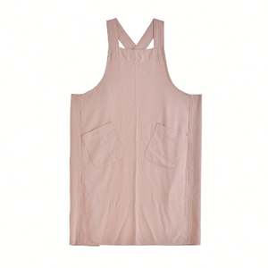 Tablier japonais en coton et lin avec poches, robe de travail tendance pour le jardinage, la peinture, le nettoyage, la cuisine - Product Image 4