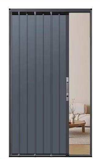 ประตูบานพับแผงเรียบสีเทา