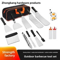Juego de Herramientas para Barbacoa al Aire Libre Estilo Coreano Personalizado de Fábrica con Espátula de Acero Inoxidable Resistente para Cocinar