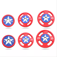 Pelat Bumper BLD Captain America 50mm untuk Lubang 4-Hole Grip CPU+Konstruksi Baja Anti-Selip Tahan Lama Portabel untuk Gym Komersial