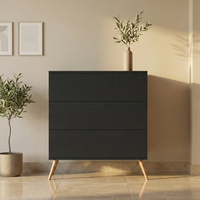 Commode de style Mid-Century Modern à 3 tiroirs, sans poignées, avec pieds coniques, meuble console pour salon, commande en gros, fournisseur OEM