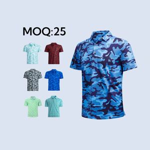 Tissu de sublimation personnalisé avec logo OEM, polyester respirant, élasthanne, imprimé numérique, séchage rapide, tricot pour chemises de golf pour hommes - Product Image 1