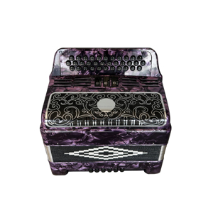 Seasound Diatonic accordion 12-Bass 3-registers Tím Celluloid Đen Bạc Nướng nút đen jb3412c nhạc cụ - Product Image 3