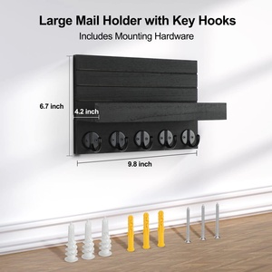 Porte-<span class=keywords><strong>clés</strong></span> <span class=keywords><strong>mural</strong></span> en bois avec <span class=keywords><strong>rangement</strong></span> du courrier et des lettres Organisateur de <span class=keywords><strong>rangement</strong></span> d'entrée pour outils de nettoyage et articles divers en stock - Product Image 6