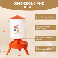 Abreuvoir et mangeoire en plastique de 1,5 L et 3 kg avec pieds pour volailles, canards et poulets – Ensemble complet