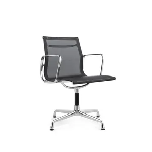 QS-OLC05 Mid Back Black Leather Swivel Office Chair Gesture Chair Visitor Chair With Wheels