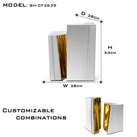 Einzigartiger Zeitgenössischer Beistelltisch mit Organischem Karst-Inspiriertem Design Polierte Messing- & Edelstahl-Details Teetisch