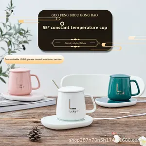<span class=keywords><strong>Taza</strong></span> de café de diseño moderno inteligente barata con Control de temperatura, <span class=keywords><strong>Taza</strong></span> de cerámica termostática <span class=keywords><strong>autocalentable</strong></span>, juego de regalo de fiesta de 55 grados - Product Image 5