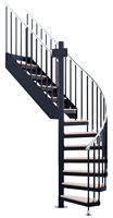 Escalier moderne Prima avec garde-corps en verre, marches en bois, monopoutre droite