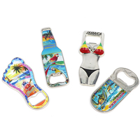 Ouvre-bouteille de bière en métal personnalisé avec logo en alliage de zinc, souvenir de plage, femme sexy en bikini, aimant de réfrigérateur