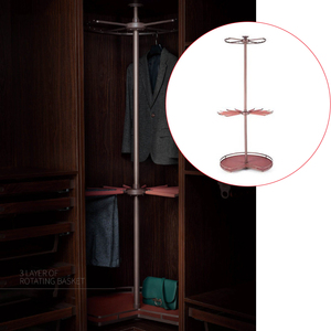 Welltop VT-10.114 Modern <strong>Design</strong> Metal Wardrobe Accessories Rotating Dirty Clothes Basket <strong>Closet</strong> Revolve Shelf Organizer - Product Image 1